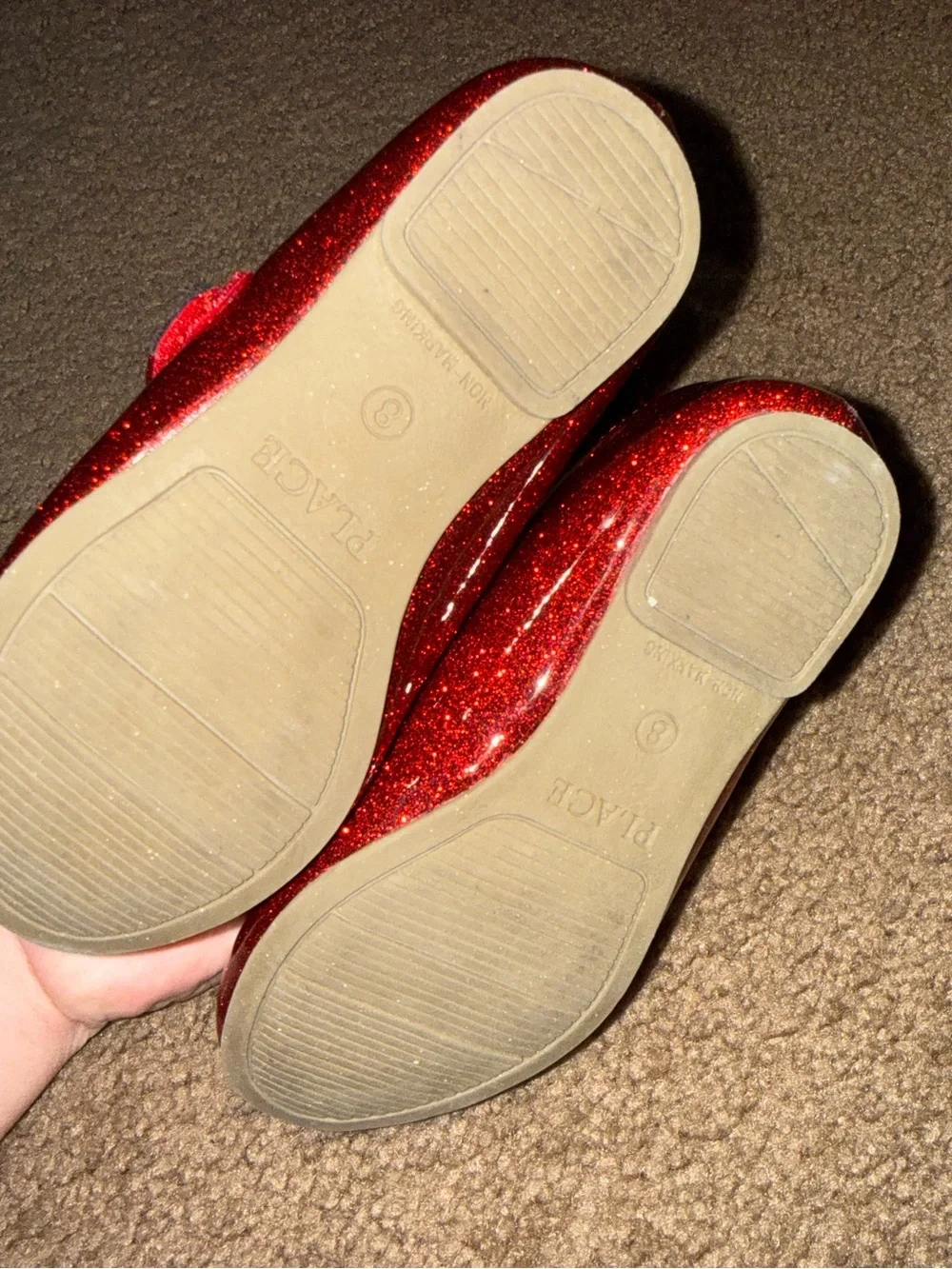 The Children's Place Red Glitter Mary Jane Flats with Pearl Strap